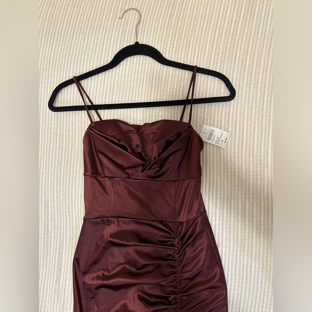 Windsor Purple Formal Ruched Dress with Slit New With Tags